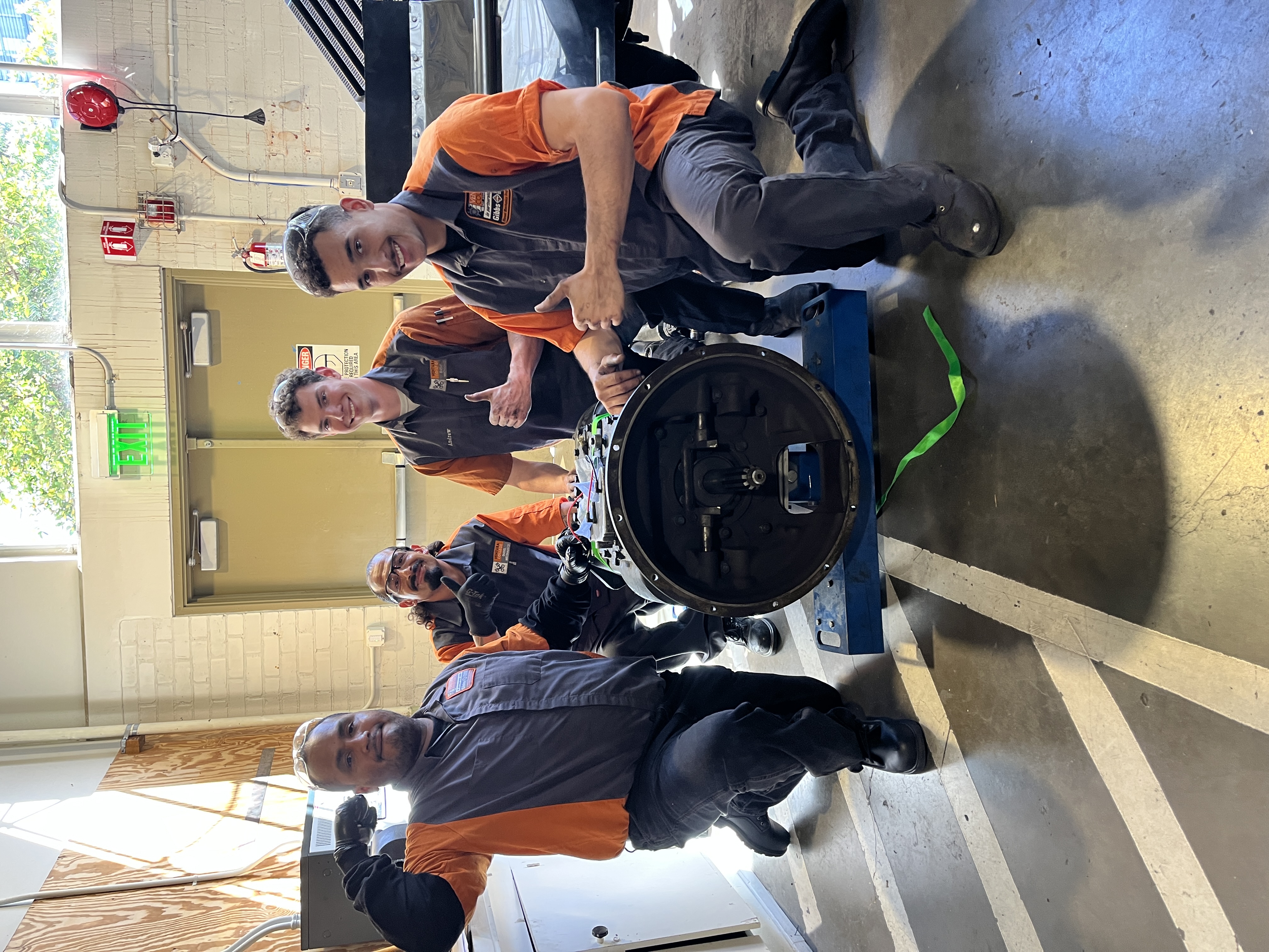 Andrew and classmates with transmission